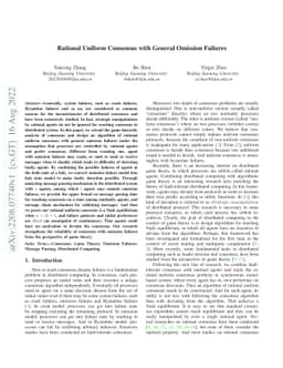 Rational Uniform Consensus with General Omission Failures