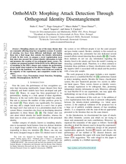 OrthoMAD: Morphing Attack Detection Through Orthogonal Identity
  Disentanglement