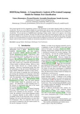 BERTifying Sinhala -- A Comprehensive Analysis of Pre-trained Language
  Models for Sinhala Text Classification