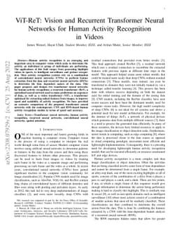 ViT-ReT: Vision and Recurrent Transformer Neural Networks for Human
  Activity Recognition in Videos