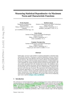 Measuring Statistical Dependencies via Maximum Norm and Characteristic
  Functions