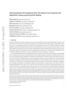 Advancing Human-AI Complementarity: The Impact of User Expertise and
  Algorithmic Tuning on Joint Decision Making