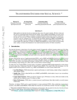 Transformer Encoder for Social Science