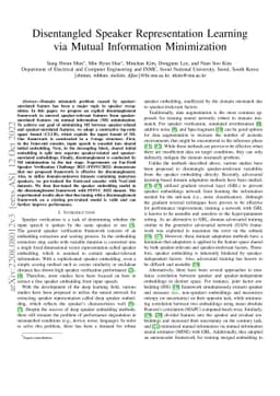 Disentangled Speaker Representation Learning via Mutual Information
  Minimization