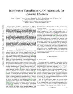 Interference Cancellation GAN Framework for Dynamic Channels