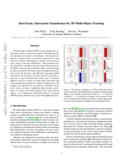 InterTrack: Interaction Transformer for 3D Multi-Object Tracking