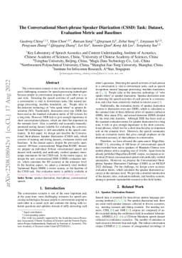 The Conversational Short-phrase Speaker Diarization (CSSD) Task:
  Dataset, Evaluation Metric and Baselines