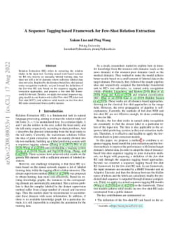 A Sequence Tagging based Framework for Few-Shot Relation Extraction