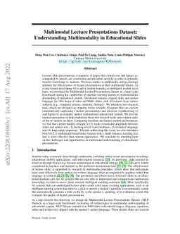 Multimodal Lecture Presentations Dataset: Understanding Multimodality in
  Educational Slides