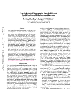 Metric Residual Networks for Sample Efficient Goal-Conditioned
  Reinforcement Learning