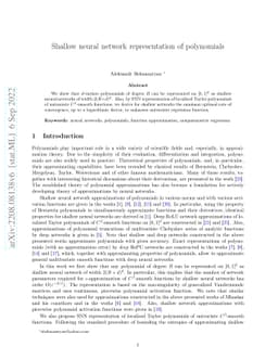 Shallow neural network representation of polynomials