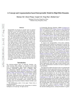 A Concept and Argumentation based Interpretable Model in High Risk
  Domains
