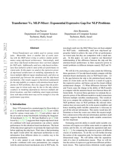 Transformer Vs. MLP-Mixer: Exponential Expressive Gap For NLP Problems