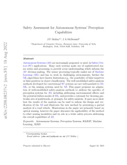 Safety Assessment for Autonomous Systems' Perception Capabilities