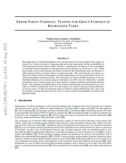 Error Parity Fairness: Testing for Group Fairness in Regression Tasks