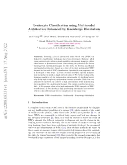 Leukocyte Classification using Multimodal Architecture Enhanced by
  Knowledge Distillation