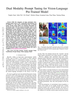 Dual Modality Prompt Tuning for Vision-Language Pre-Trained Model