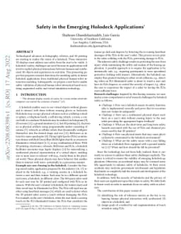 Safety in the Emerging Holodeck Applications
