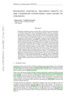 Estimating individual treatment effects under unobserved confounding
  using binary instruments