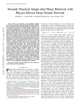 Towards Practical Single-shot Phase Retrieval with Physics-Driven Deep
  Neural Network