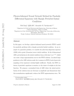 Physics-Informed Neural Network Method for Parabolic Differential
  Equations with Sharply Perturbed Initial Conditions