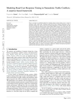 Modeling road user response timing in naturalistic settings: a
  surprise-based framework