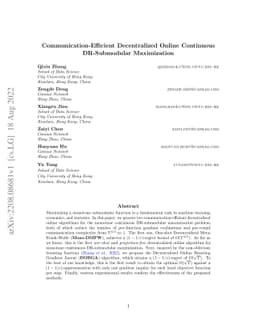 Communication-Efficient Decentralized Online Continuous DR-Submodular
  Maximization