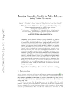 Learning Generative Models for Active Inference using Tensor Networks