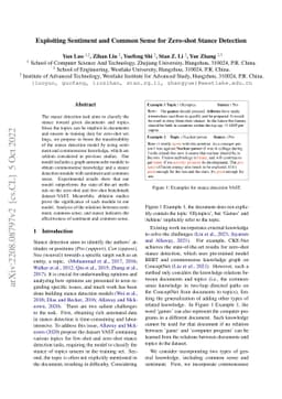 Exploiting Sentiment and Common Sense for Zero-shot Stance Detection