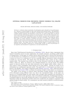 Optimal designs for discrete choice models via graph Laplacians
