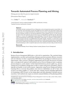 Towards Automated Process Planning and Mining