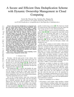 A Secure and Efficient Data Deduplication Scheme with Dynamic Ownership
  Management in Cloud Computing