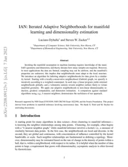 IAN: Iterated Adaptive Neighborhoods for manifold learning and
  dimensionality estimation