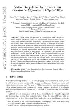 Video Interpolation by Event-driven Anisotropic Adjustment of Optical
  Flow