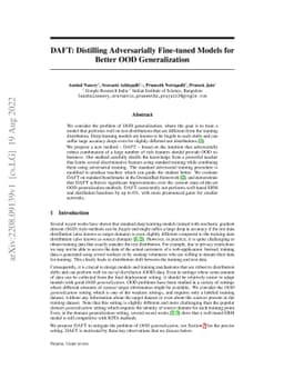 DAFT: Distilling Adversarially Fine-tuned Models for Better OOD
  Generalization