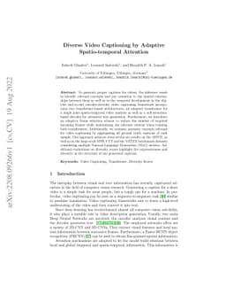 Diverse Video Captioning by Adaptive Spatio-temporal Attention