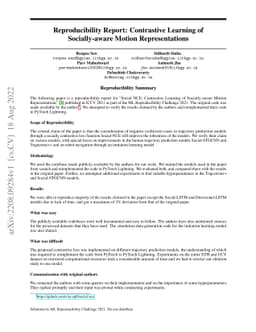 Reproducibility Report: Contrastive Learning of Socially-aware Motion
  Representations