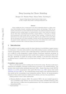Deep Learning for Choice Modeling