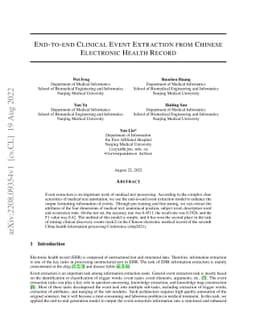 End-to-end Clinical Event Extraction from Chinese Electronic Health
  Record