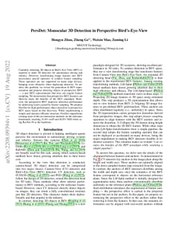 PersDet: Monocular 3D Detection in Perspective Bird's-Eye-View