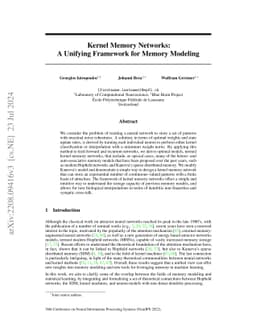Kernel Memory Networks: A Unifying Framework for Memory Modeling