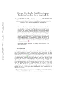 Feature Selection for Fault Detection and Prediction based on Event Log
  Analysis