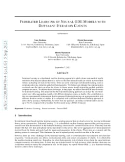 Federated Learning of Neural ODE Models with Different Iteration Counts