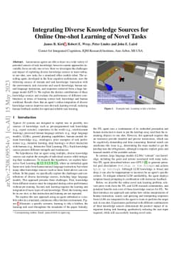 Integrating Diverse Knowledge Sources for Online One-shot Learning of
  Novel Tasks