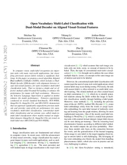 Open Vocabulary Multi-Label Classification with Dual-Modal Decoder on
  Aligned Visual-Textual Features