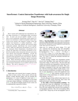 SnowFormer: Context Interaction Transformer with Scale-awareness for
  Single Image Desnowing