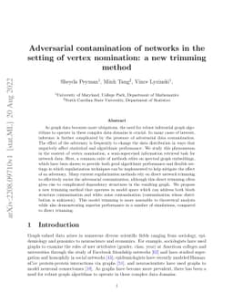 Adversarial contamination of networks in the setting of vertex
  nomination: a new trimming method