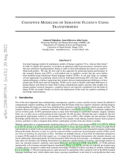 Cognitive Modeling of Semantic Fluency Using Transformers