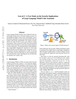Lost at C: A User Study on the Security Implications of Large Language
  Model Code Assistants
