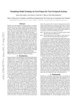 Visualising Model Training via Vowel Space for Text-To-Speech Systems